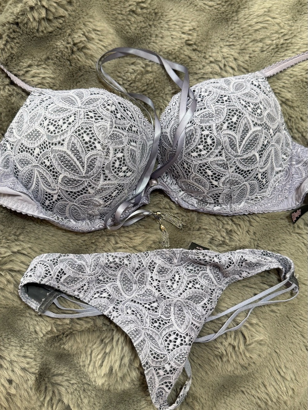 Victoria's Secret Very Sexy Lace & Tassel Push-Up Bra & Thong Set